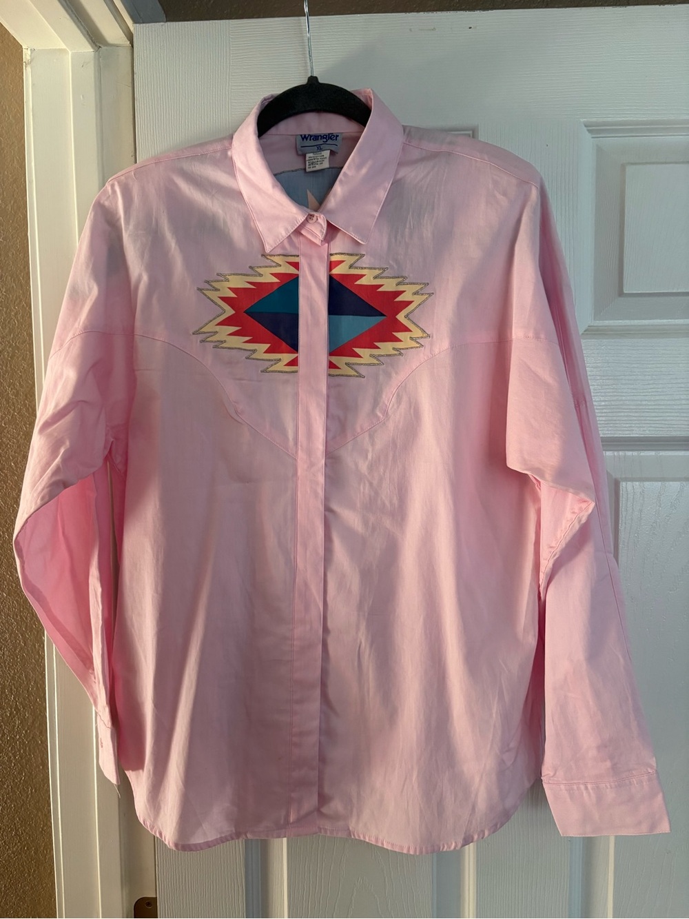 Wrangler button up blouse top western country rodeo southwestern VTG women's XL